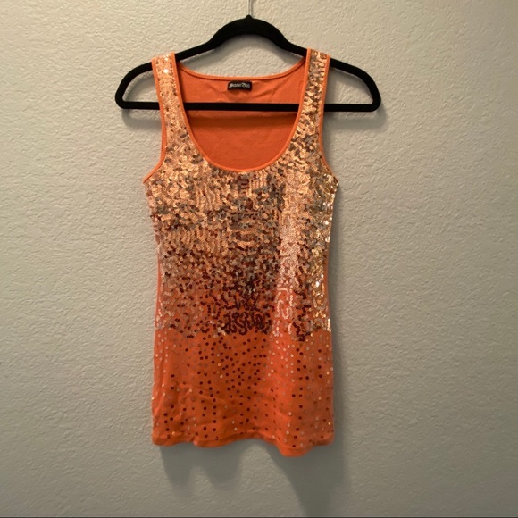 Orange Rhinestone Stone Tank - Picture 2 of 6